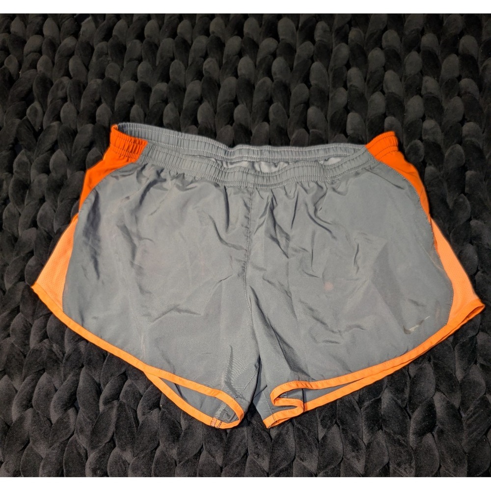 Nike Dri-Fit Womens Gray‎ and Orange Athletic Running Shorts Size Medium
